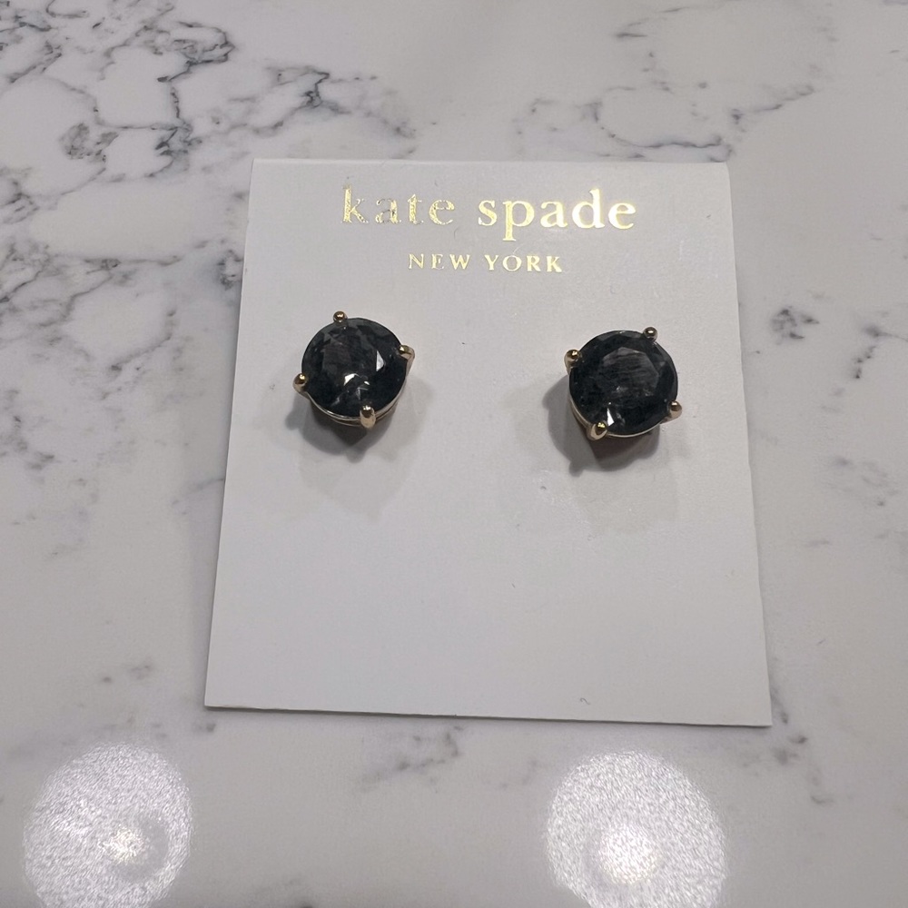 KATE SPADE. black crystal gum drop studs